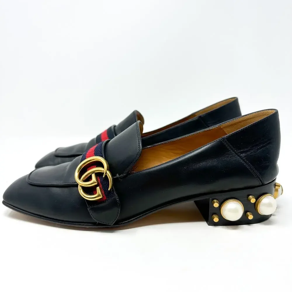 Gucci Peyton Pearl Heel Loafer Black EU 39 US 9
